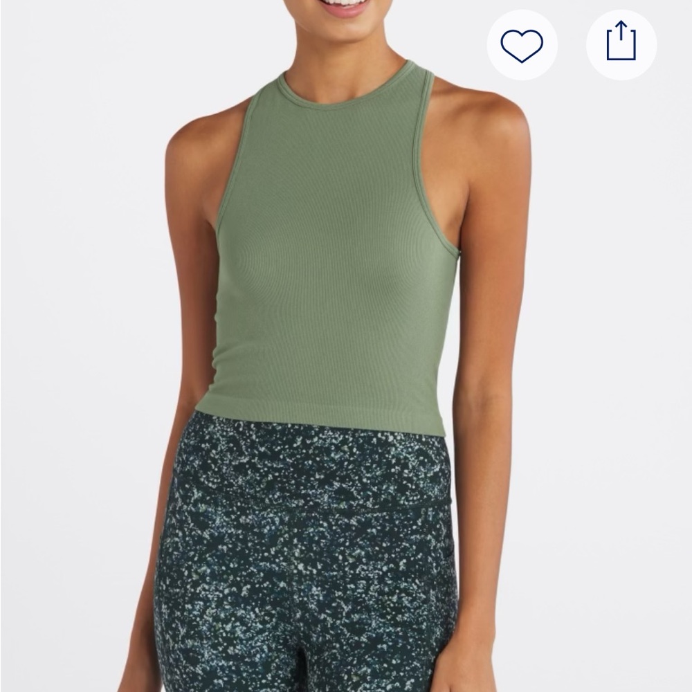 Free People Ribbed High-Neck Cropped Tank - Olive
